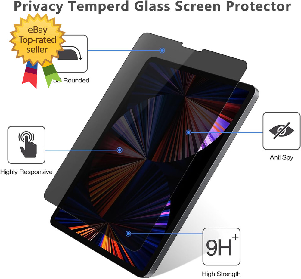 Privacy Screen Protector for Ipad 9Th 8Th 7Th Generation Tempered Glass