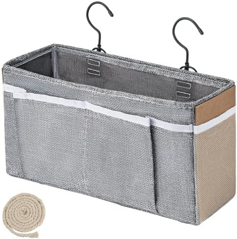 Self Adhesive Bedside Caddy Organizer Hanging Storage Grey