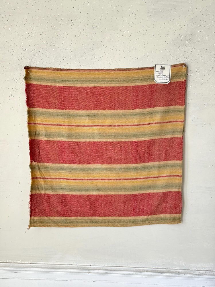 24x24 1920 red green French sample swatch Fortin vintage silk unused document w