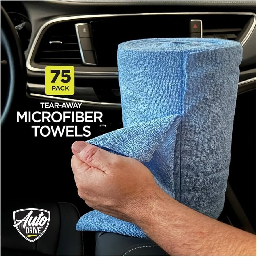 Tear Away Car Wash Multi-Purpose Microfiber Towel Roll, 75 Pack