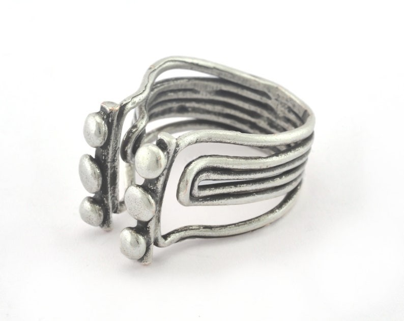 Adjustable Ring Antique Silver Plated Brass (18mm 8US inner size) 3304 Ring30