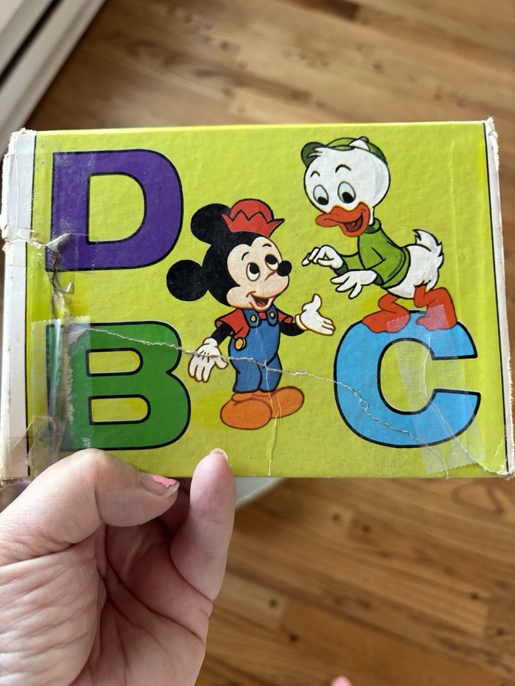 Vintage Disney Stacking Cardboard Boxes Nesting Blocks (10) Mickey Goofy Donald