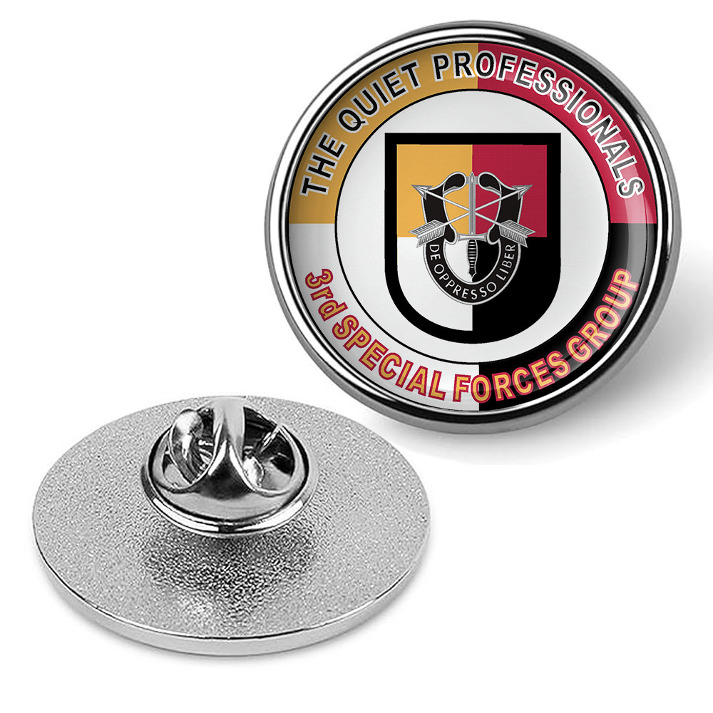 3rd Special Forces Group Quiet Professionals Hat Pin Lapel Tie Shirt - Silver