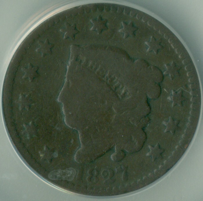 1827 Large Cent ANACS G-6 (2228961)