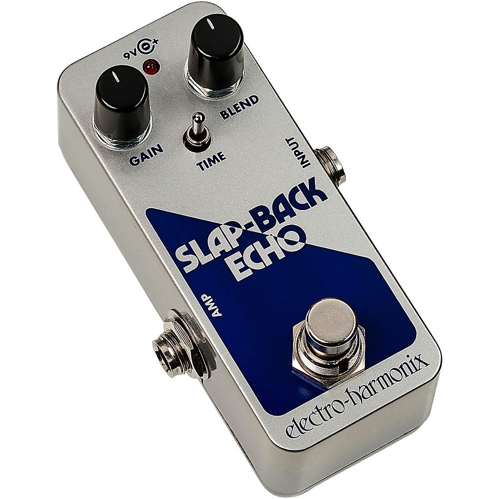 Electro-Harmonix SLAP-BACK ECHO Analog Delay Effects Pedal Silver and Blue