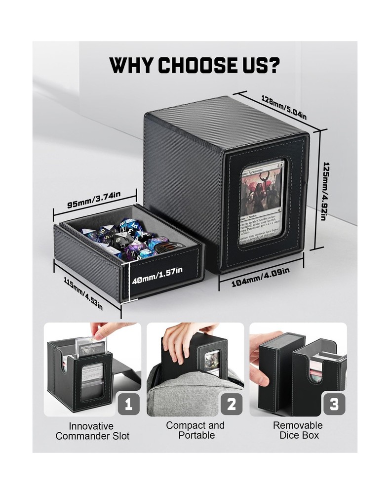ZLCA MTG Commander Deck Box with Display Window, Card Deck Box ... FAST USA SHIP