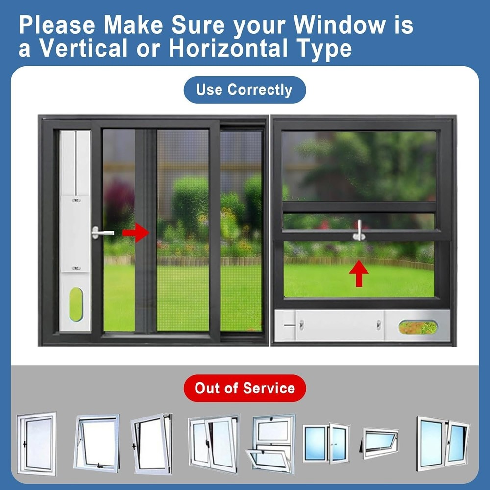 Portable AC Window Vent Kit, Adjustable Vertical/Horizontal Sliding Window Ki...