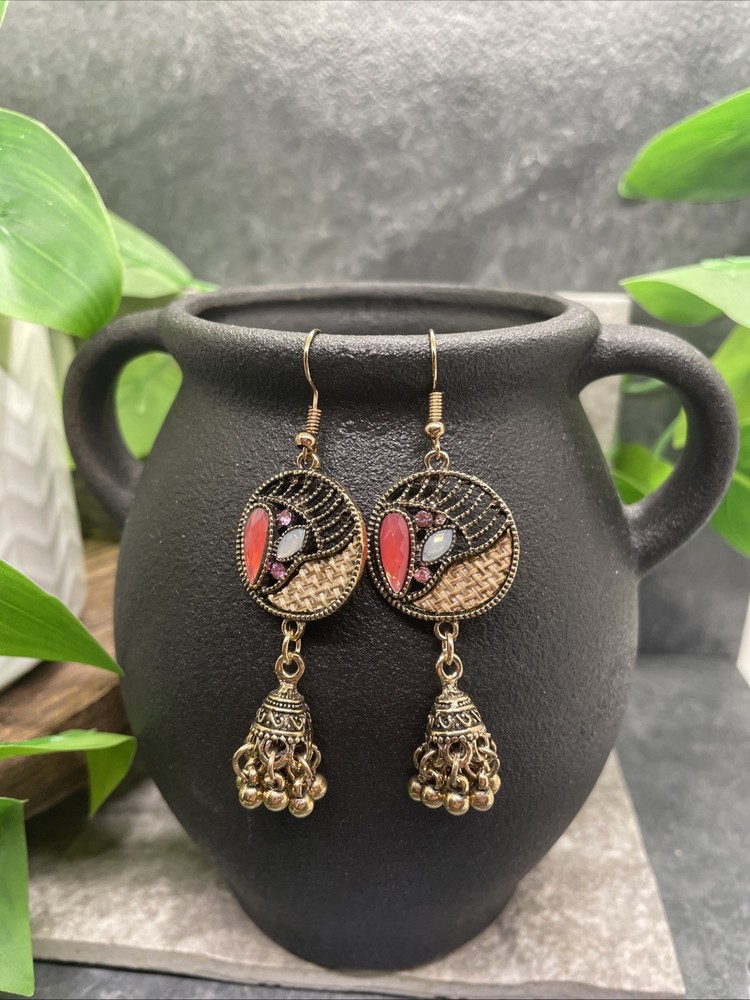 2.5” Gold-tone Boho Retro Earring Set Drop Dangle New Free Ship B6570