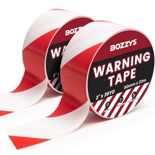 Industrial Red & White Caution Tape 2-Pack | Red & White | 2”x108FT | 2-Pack