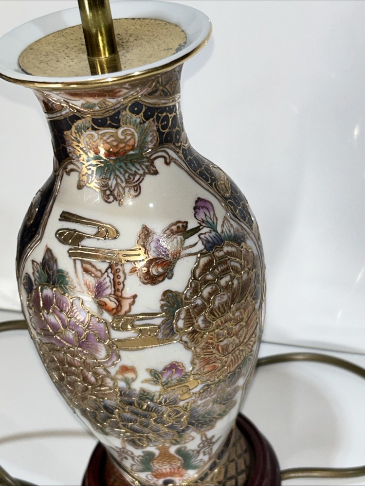 Vintage Ceramic Table Lamp Old Lighting Light Asian Oriental Style