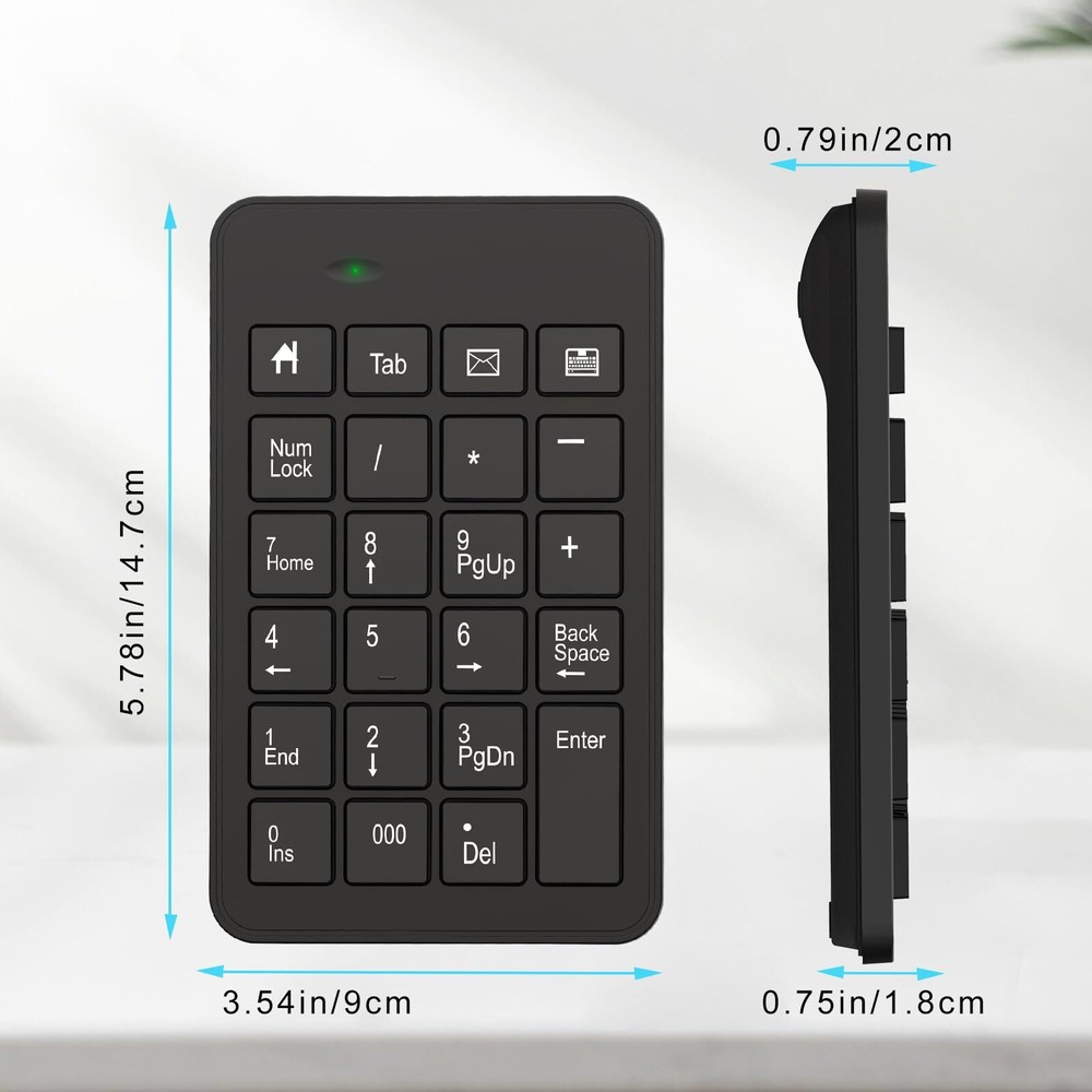 Wireless Number Pad with Battery Enhanced Efficiency with 23 Keys Numeric Key...