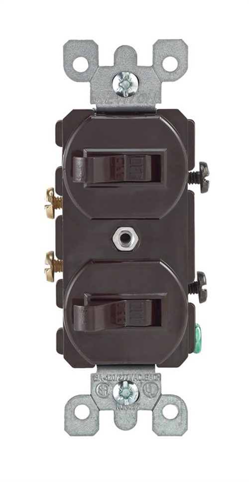 Leviton Toggle Switch 15A Single Pole Brown Light Control 1 Pack