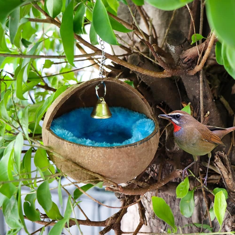 Natural Coconut Shell Bird Nest House Bed Breeding Nesting