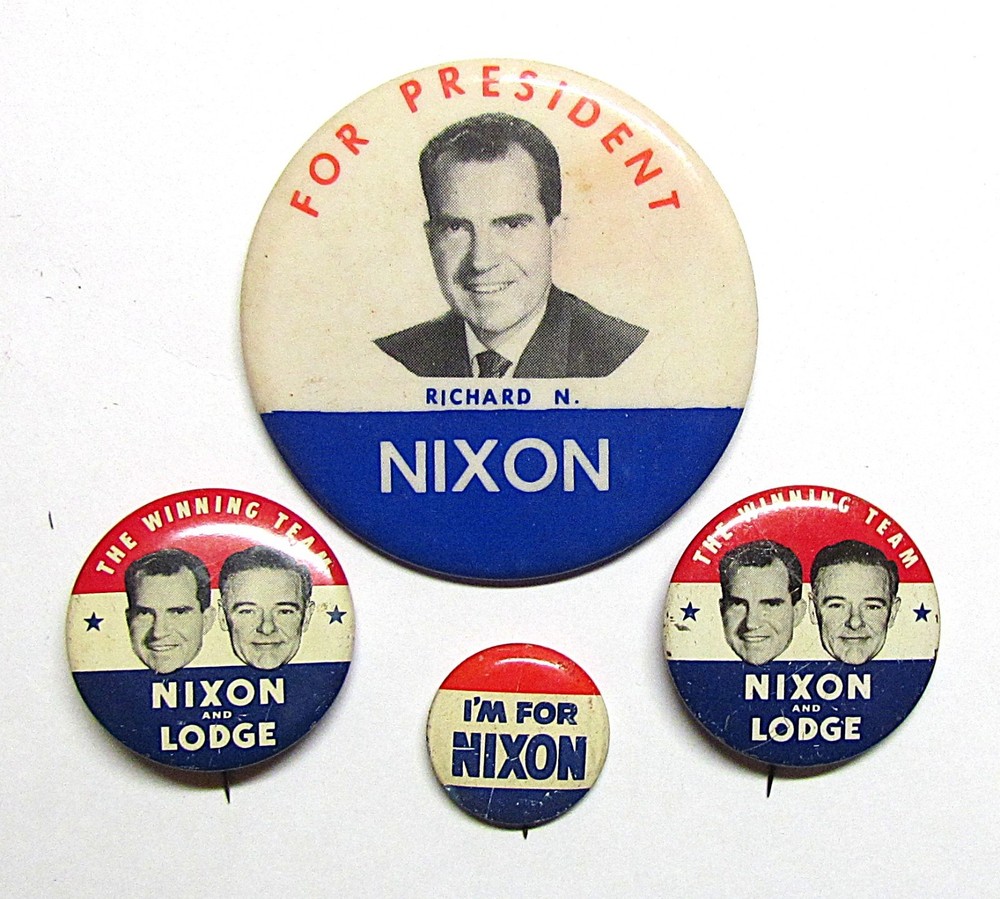 4 ORIGINAL NIXON FOR PRESIDENT PINBACKS