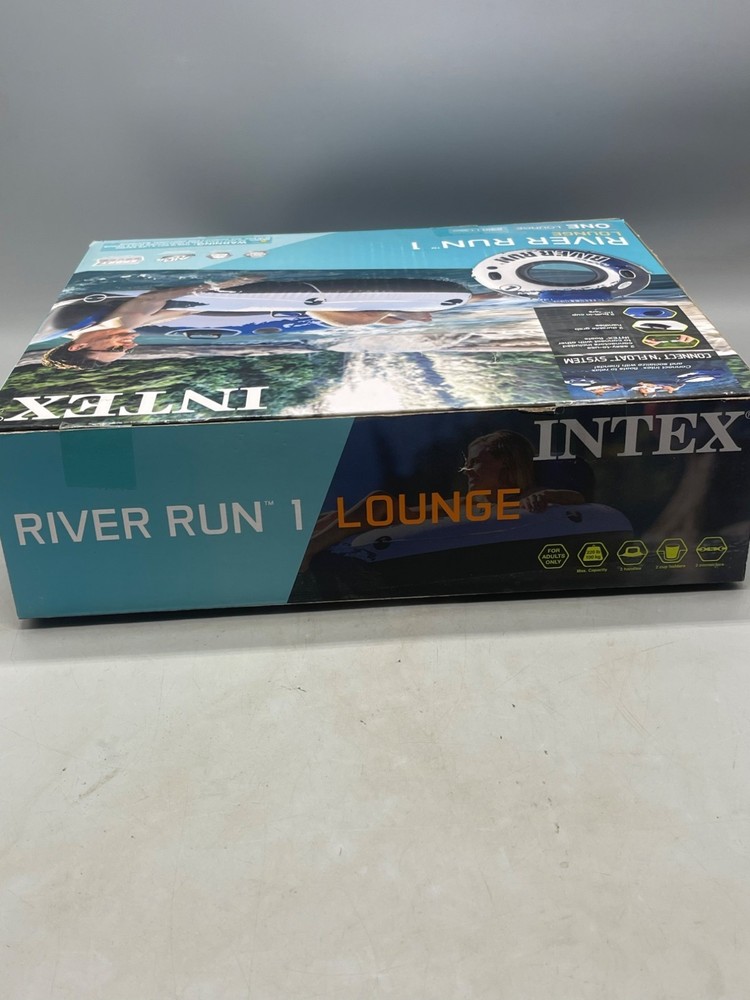 intex river run 1 lounge quantity 1 white blue 53" connect float system READ NEW