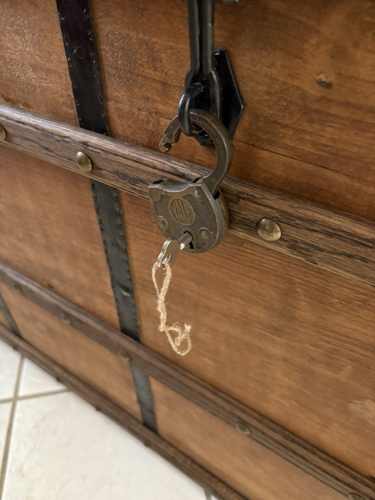 LARGE 1908 Vintage Dome Trunk with Key and Handle