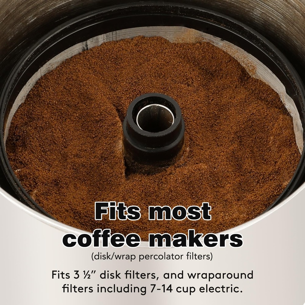 1 Pcs Reusable 7-14 Cup Coffee Filter for Percolator Pot 1, Black
