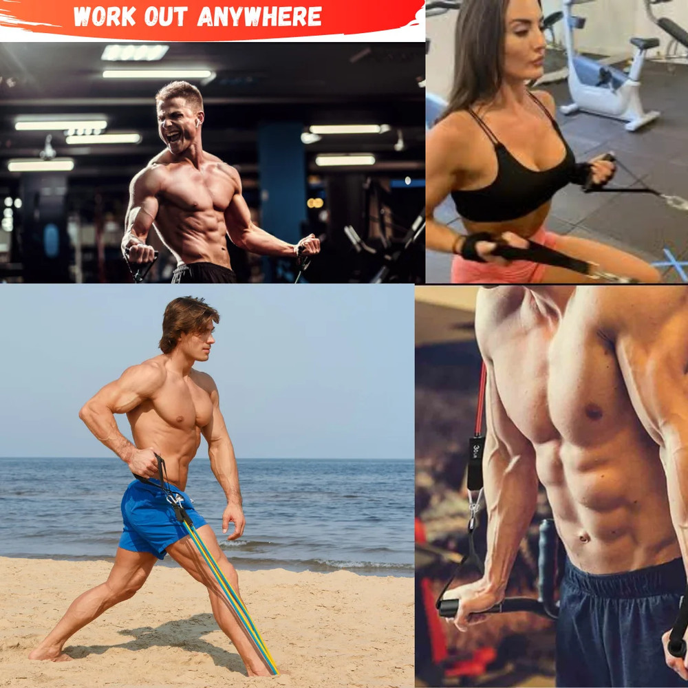 Heavy Resistance Bands Workout Band Set - Stackable Adjustable Weight Exercise B