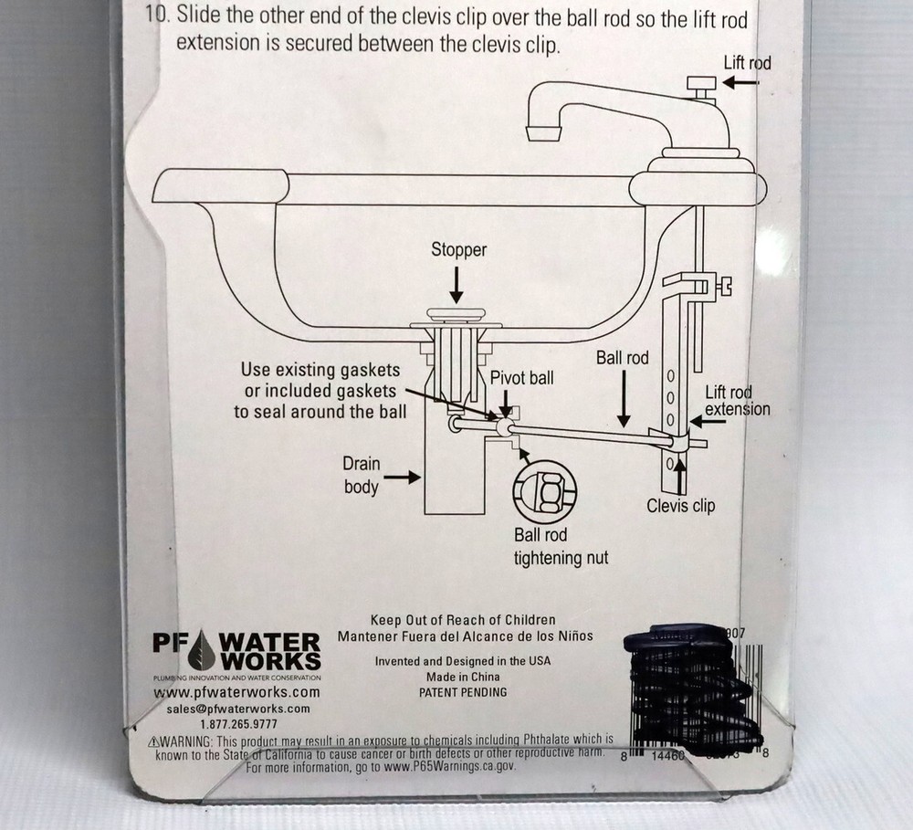 PF WaterWorks PF0907 Pop-Up Drain Repair Kit Threaded Adjustable Chrome