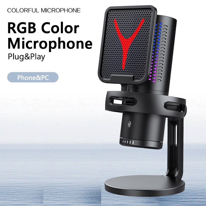Gaming Microphone USB Computer Microphone for PC Mac PS4/5 Condenser Podcast RGB