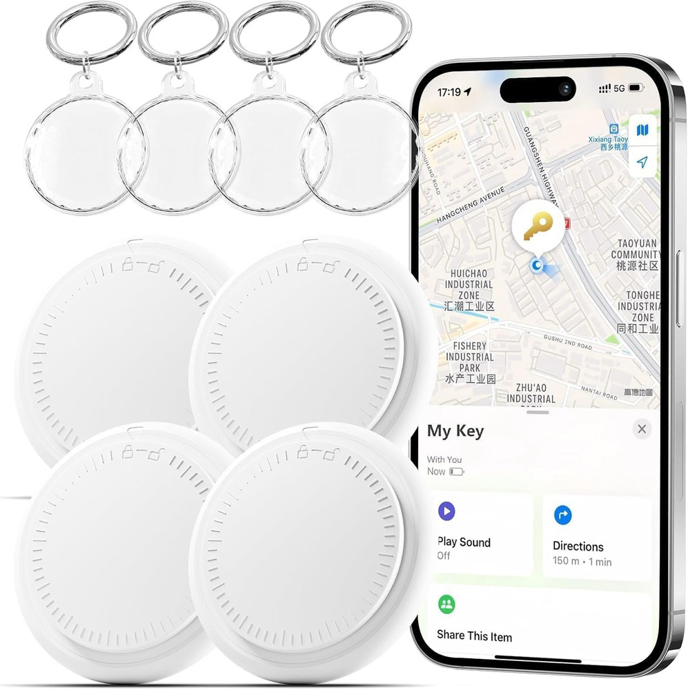 4 Pack Android Tracker Tags Bluetooth Both Ios Smart Waterproof Keyrings Phones