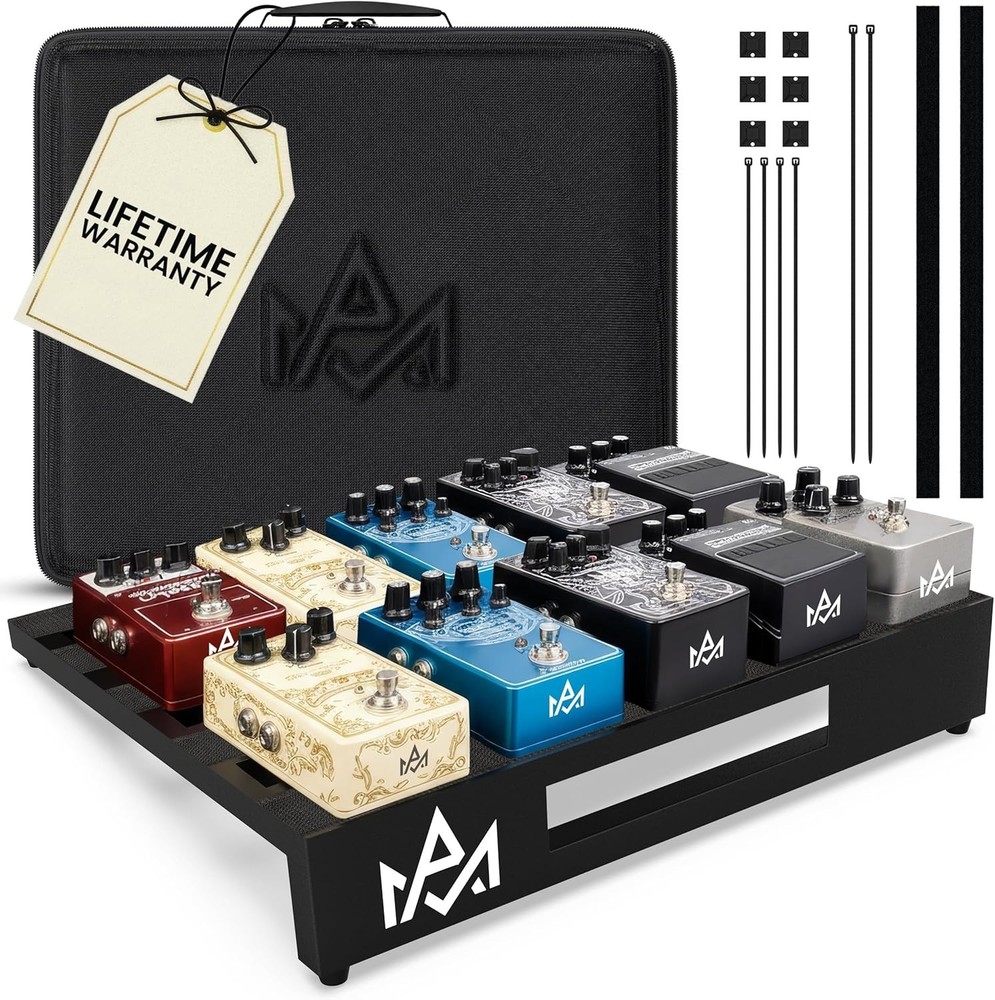 Aluminum Alloy Guitar Pedalboard with Hook and Loop Strips, Lightweight Frame