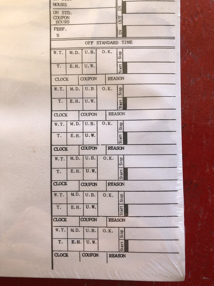 (1,000) Daily Time Card Work Record