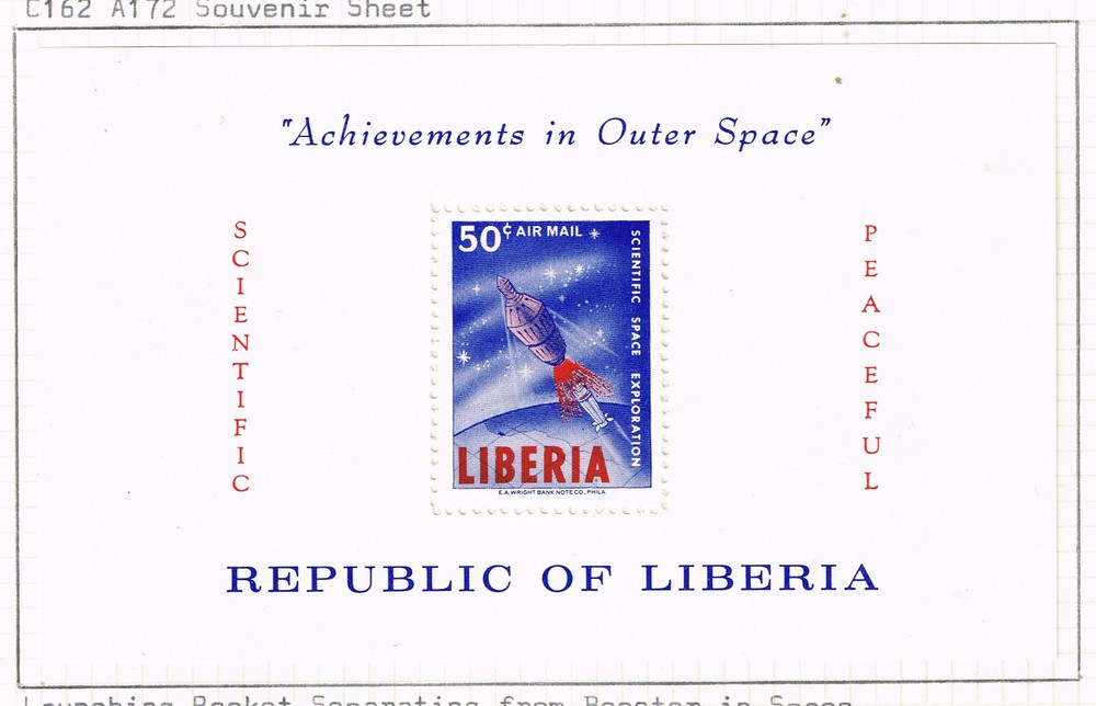 Liberia US Outer Space Exploration Rocket Souvenir Sheet 1964 MLH