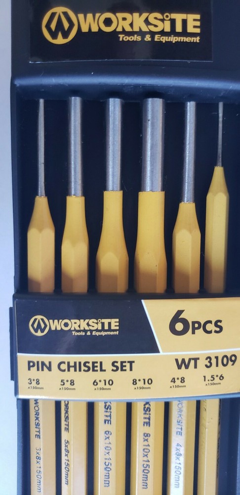pin chisel set 6- pcs / worksite with Plastic Carrying Case.