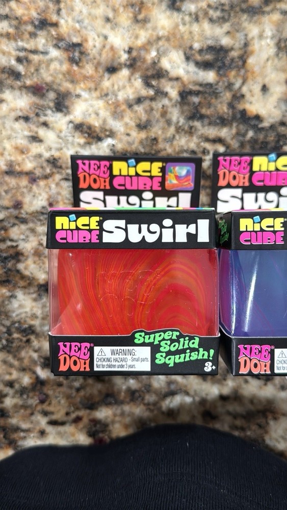 NeeDoh Nice Cube Swirl Super Solid Squish Squeeze Multicolor 2-Pack