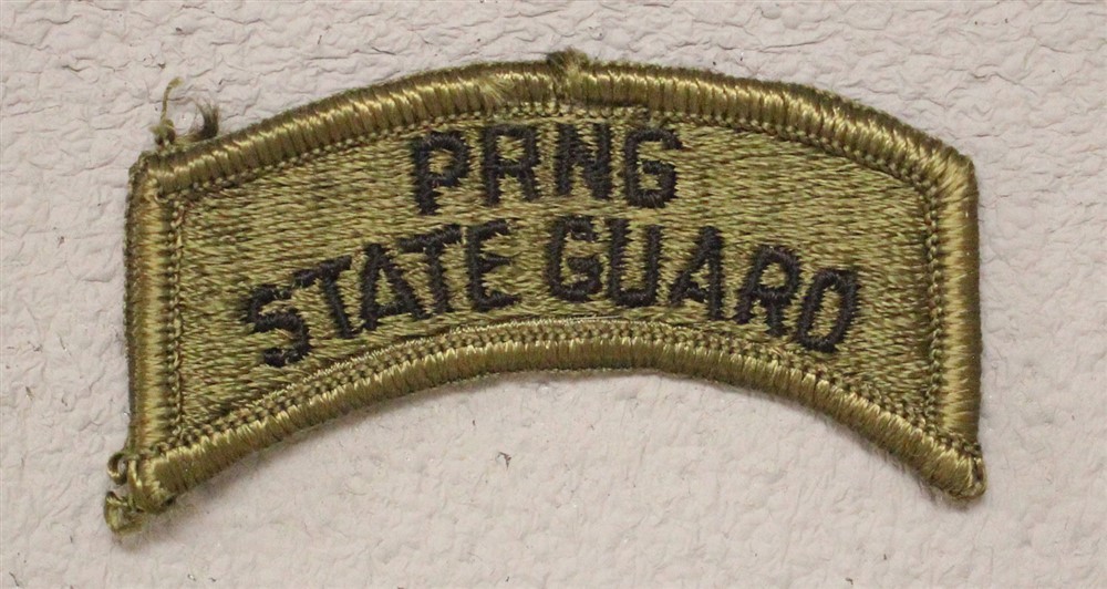 Army Patch: "PRNG STATE GUARD" tab - subdued, NO hook & loop backing