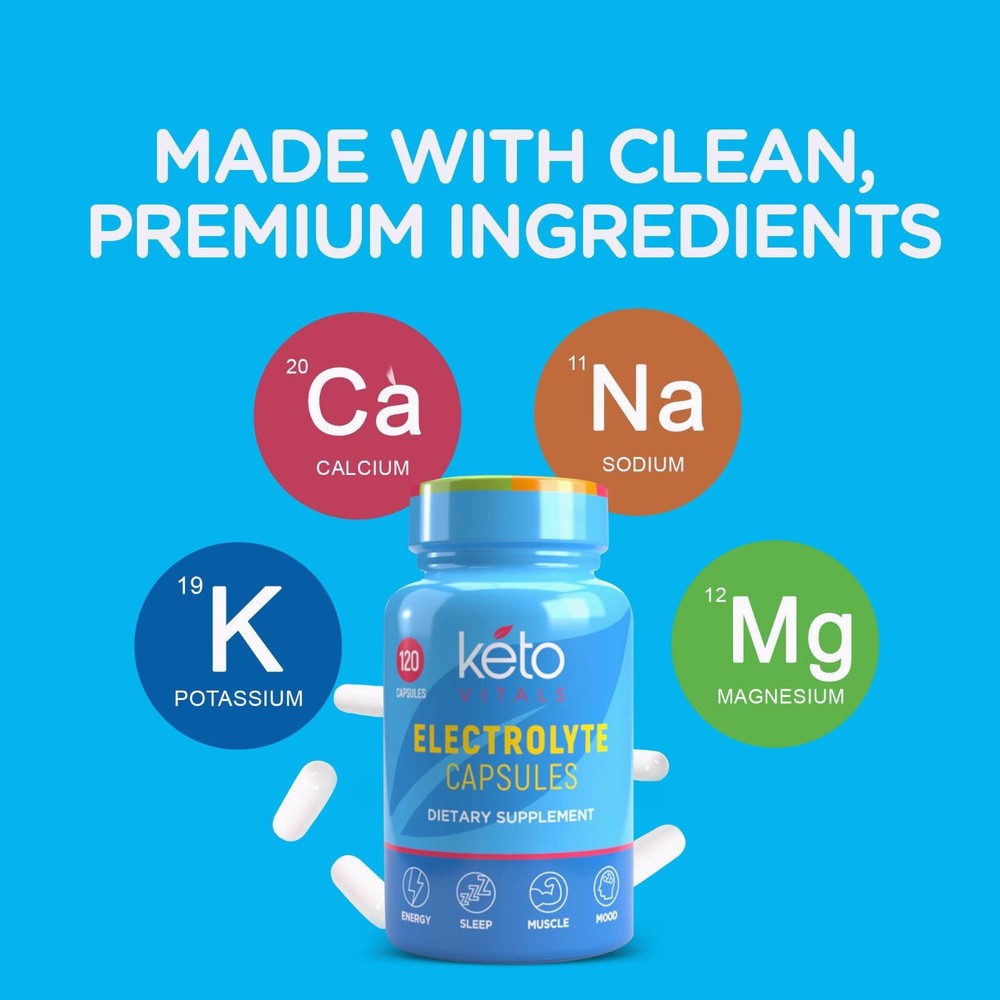 Keto Vitals Electrolyte Capsules Original Tablets for Hydration 120ct