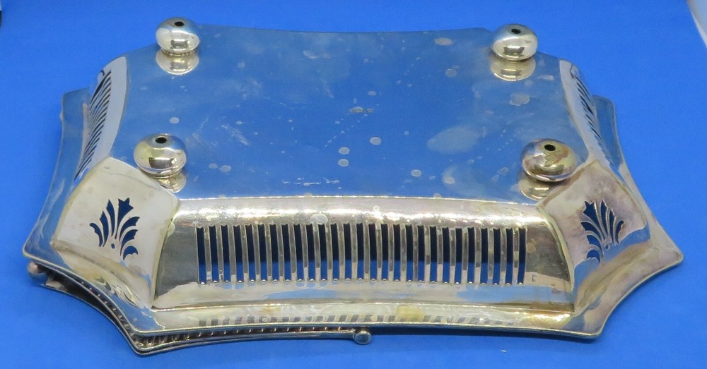 Silver plate electroplate vintage Victorian antique rectangular cake basket dish