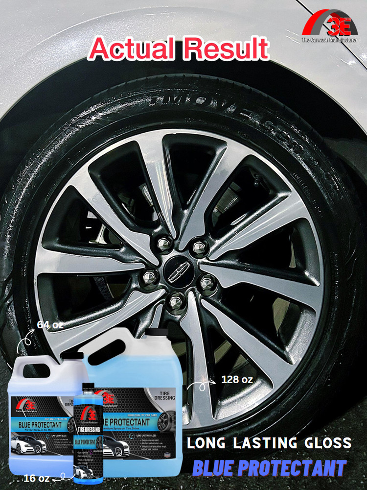 SPRAYABLE BLUE TIRE DRESSING SILICON BASED LONG LASTING SHINE 64 OZ