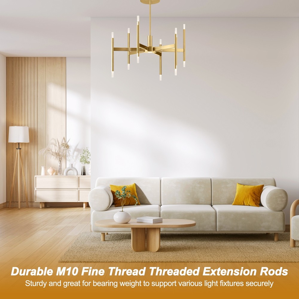 6Set 4" M10 x 1mm Fine Thread Threaded Extension Rod with Pipe Nipple,Silver