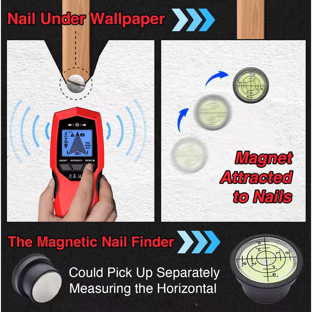5 in 1 Wall Scanner Stud Finder with Upgraded Smart Sensor LCD Display Audio Ala