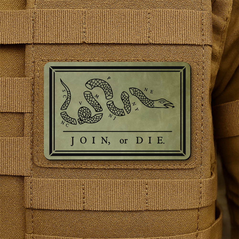 Join Or Die Morale Patch 2"x3" Hook & Loop American Revolution Engraved Tactical