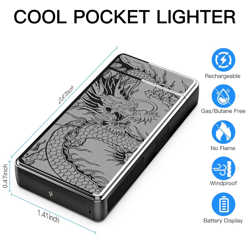 Electric Lighter, USB Rechargeable Plasma Arc Windproof Flameless Electronic ...