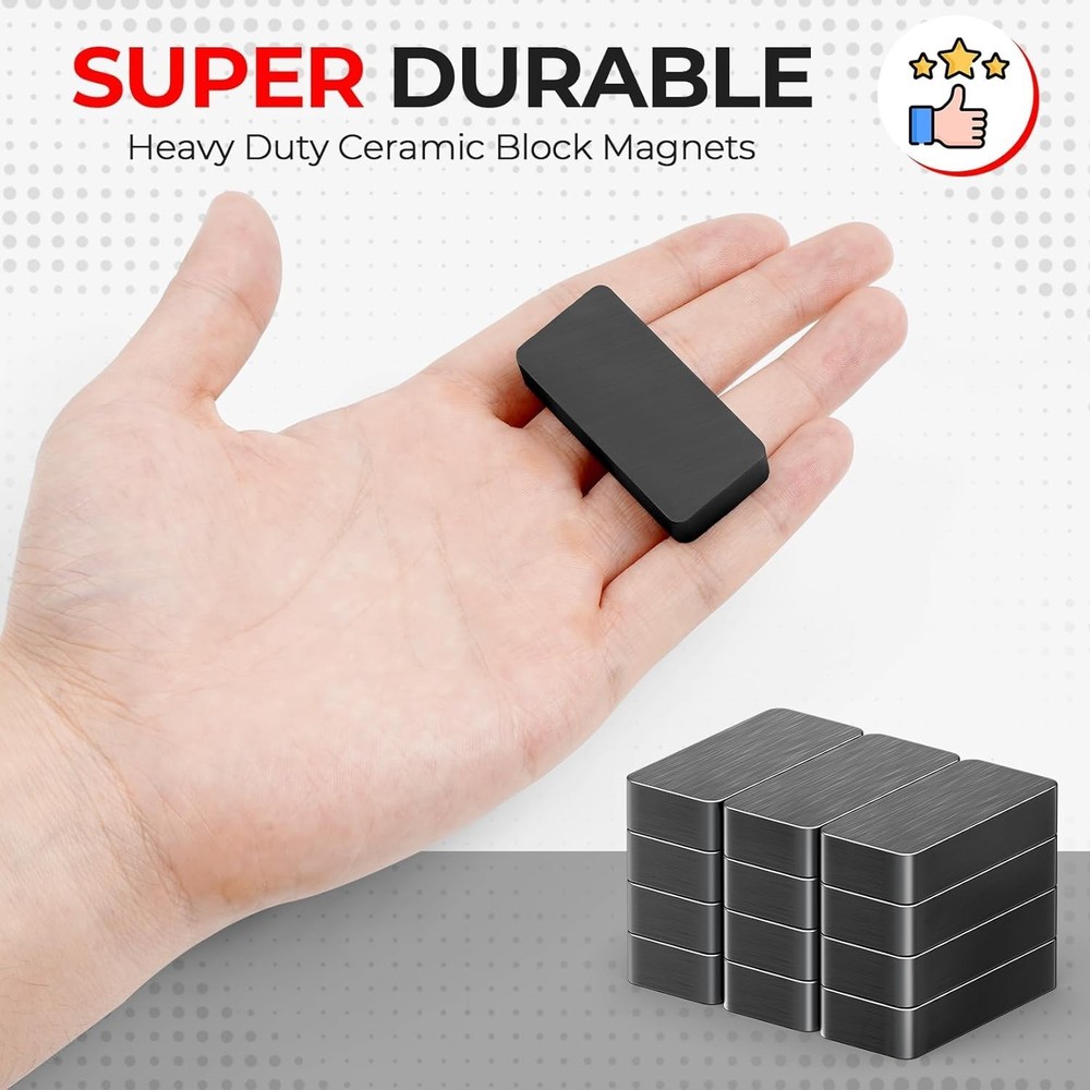 24 Pack Heavy Duty s Strong, 1 7/8" x 7/8" x 3/8" Rectangular Ferrite Magnets...