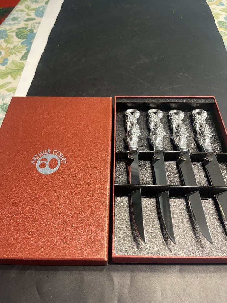Arthur Court Pewter Grapevine Handle Knives 4pc Set
