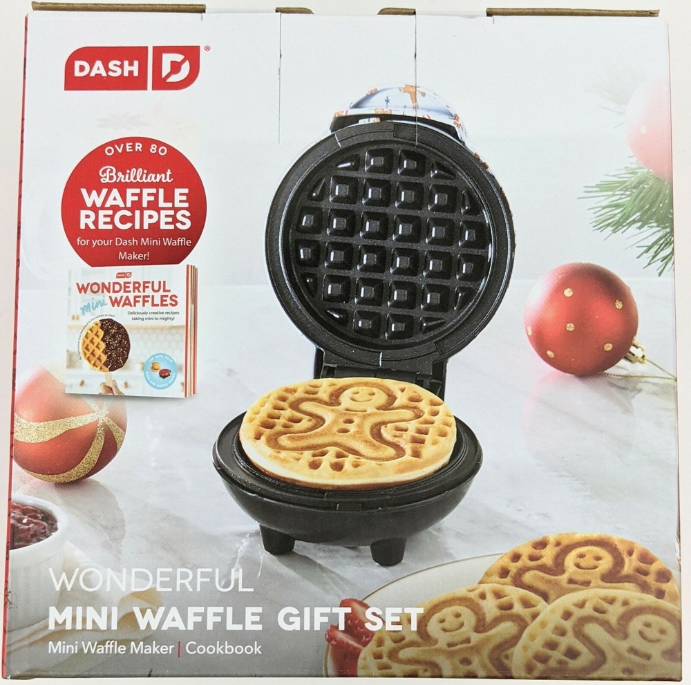 Dash Gingerbread Man Mini Waffle Maker and Cookbook Gift Set