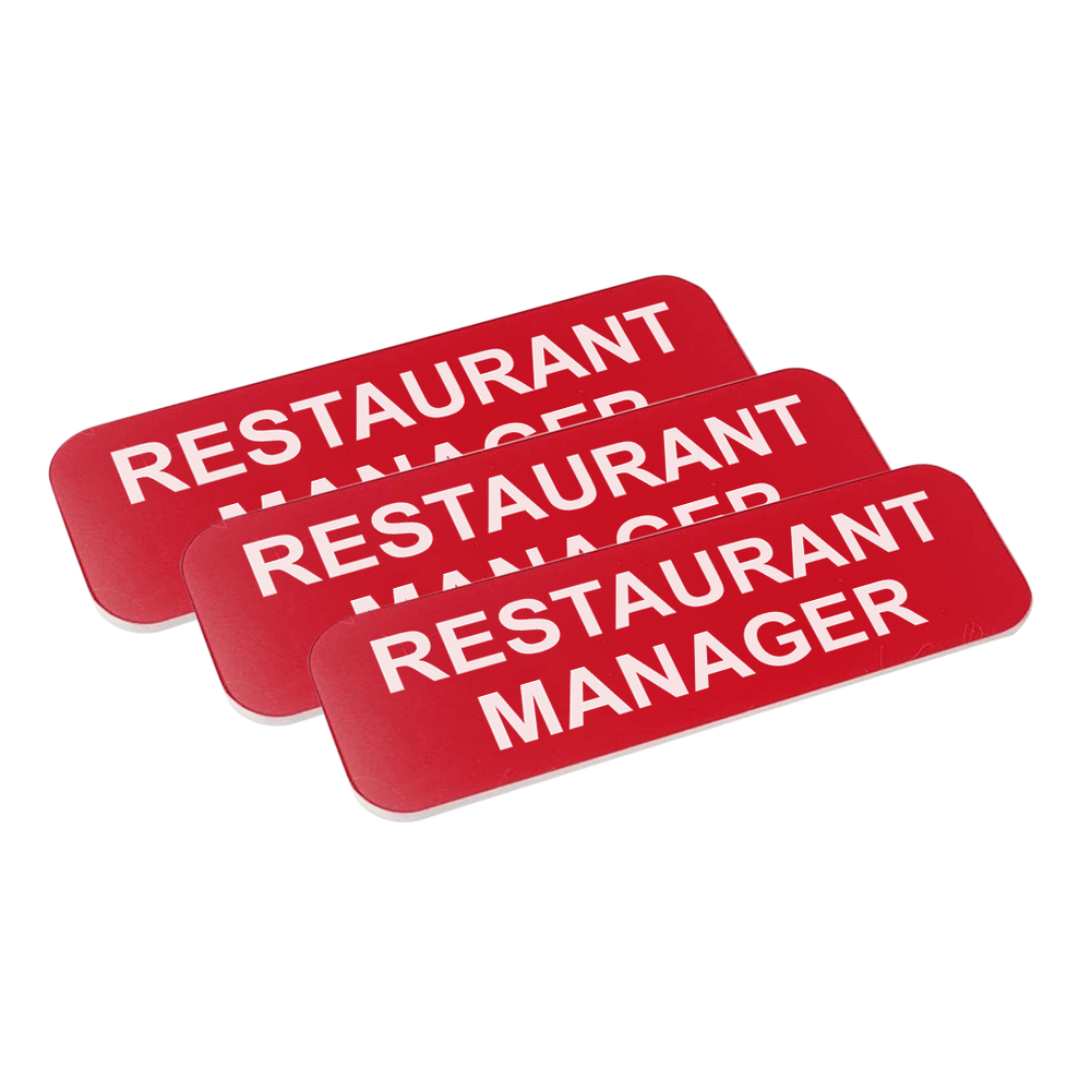 Restaurant Manager 1 x 3" Name Tag/Badge, (3 Pack)