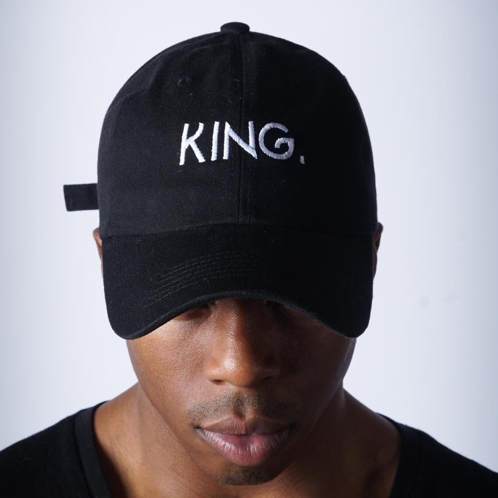 KING (strapback cap) - dad baseball polo cotton hat - Black White Grey Red