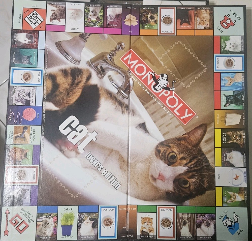 Monopoly Cat Lover's Edition Board Game 2007 COMPLETE Perfect Condition