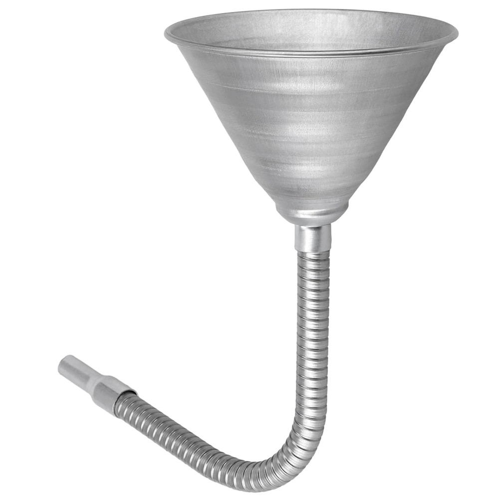 Steel Bendable Universal Spout Funnel with Filter and Flexible Pipe - Galvanized