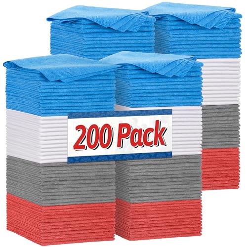 Shop Towels, Microfiber Cleaning Cloth Bulk Pack Microfiber Towels for 200