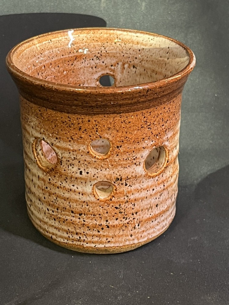 STONEWARE POTTARY VOTIVE STUDIO SIGNED 3.5”