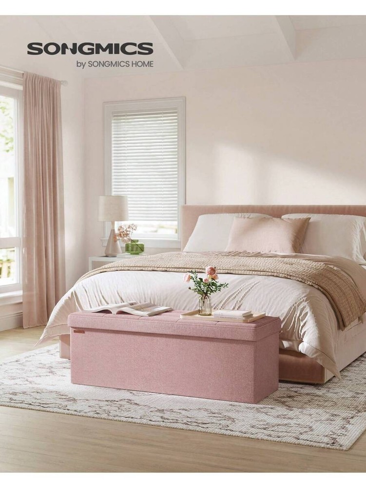 SONGMICS 43in Folding Storage Ottoman Bench w/ Storage Bedroom