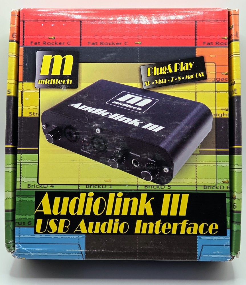 miditech Audiolink III USB Audio Interface 2 XLR Inputs 16-bit/48kHz stereo line