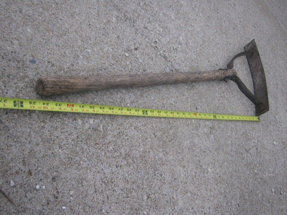 Vintage Weed Grass Trimmer Sling Blade Wood Handle Rustic Yard Sickle Wacker